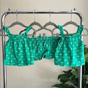 TWIN Green Butterfly Print Baby Outfit Shirt and Diaper Bottom